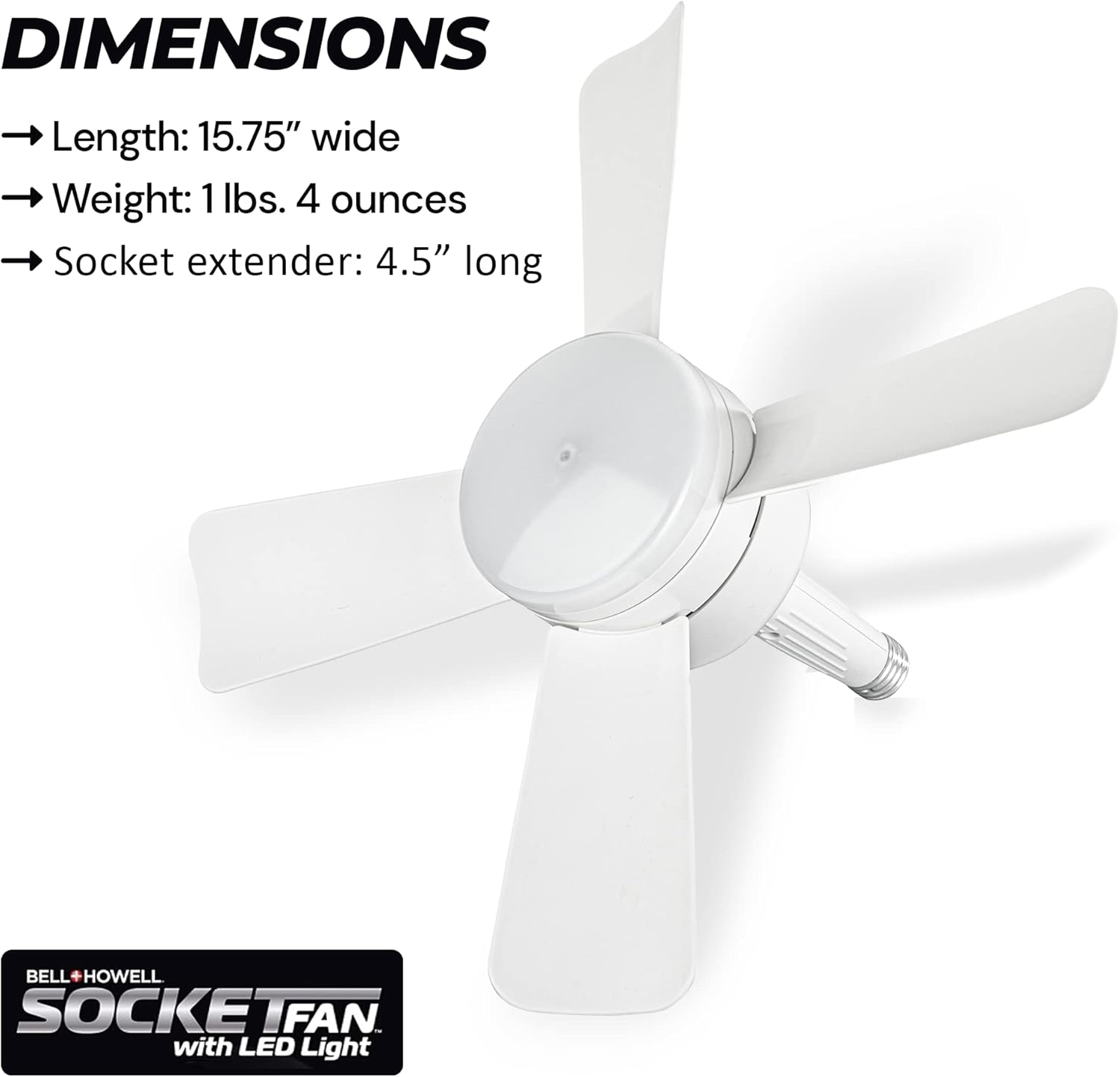 Thumbnail 3 de Bell+Howell Socket Breeze modern ceiling fan bulbs with LED lights, 10" LED E26/E27 screw base mini fan with remote