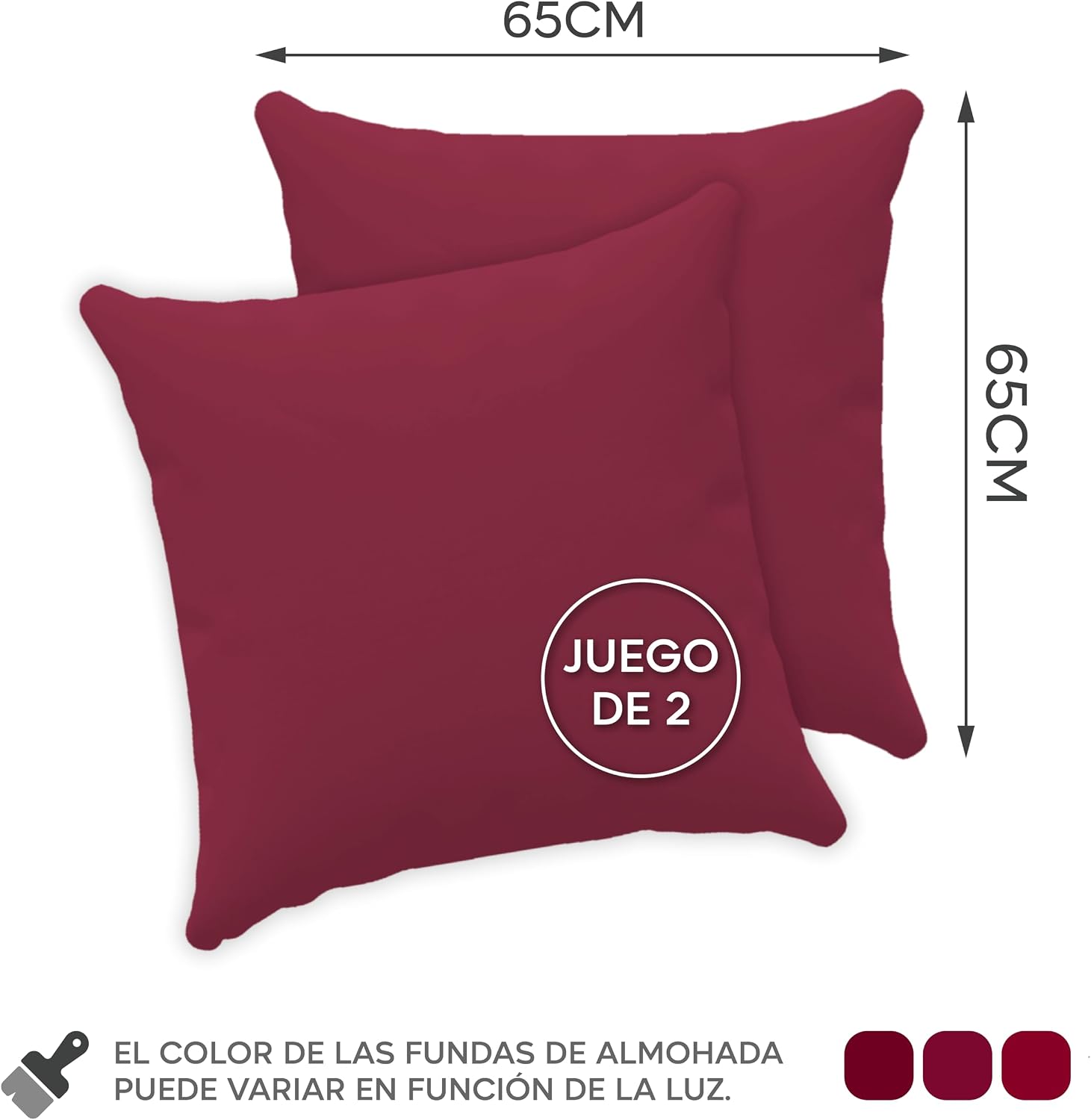 Detalle 2 de Twinzen® Funda Almohada 65x65 cm, Juego de 2, Algodón Jersey 🎈