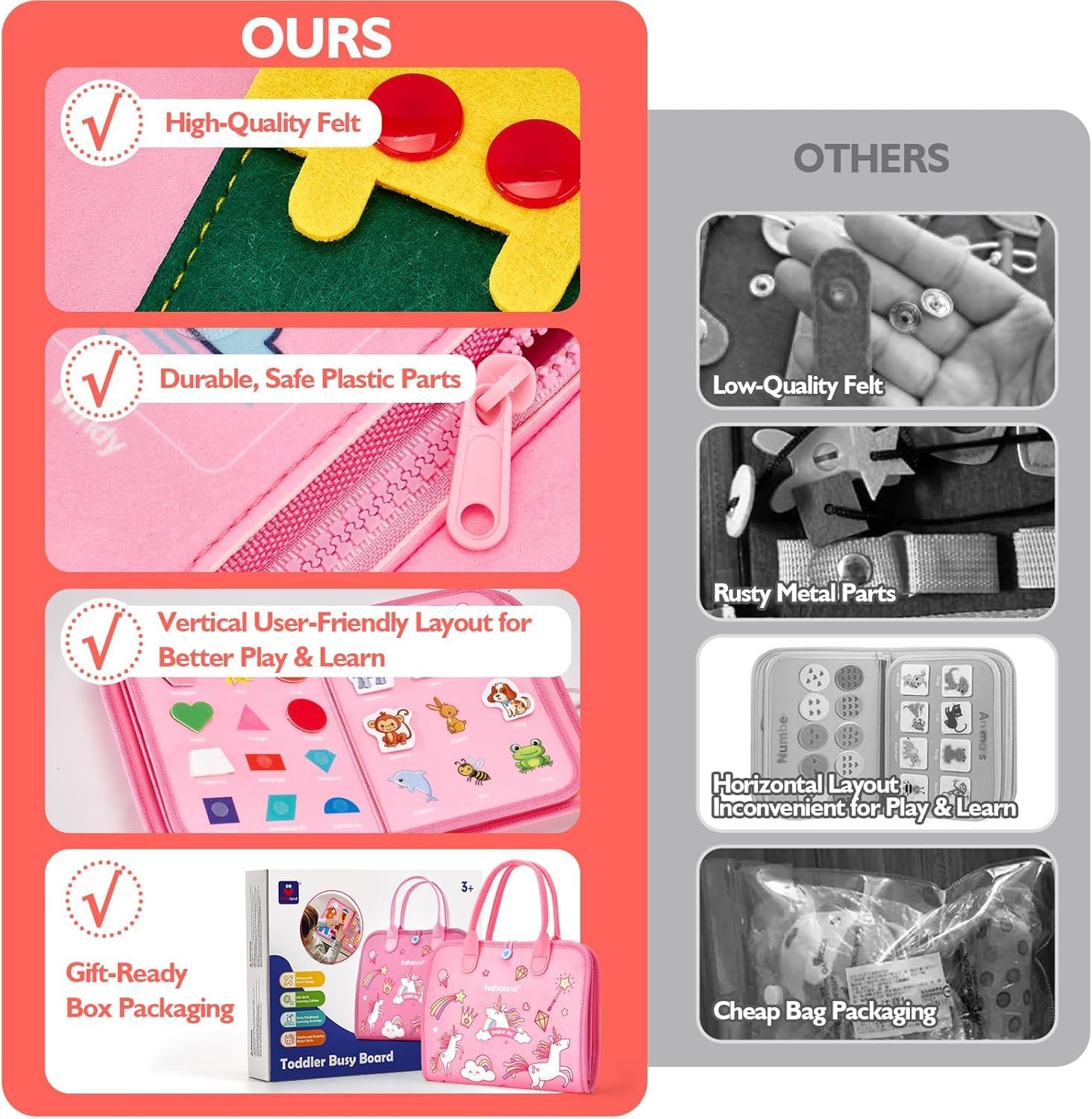 Detalle 1 de Hahaland Montessori Busy Board sensory activity toy for 3+ years 🎲