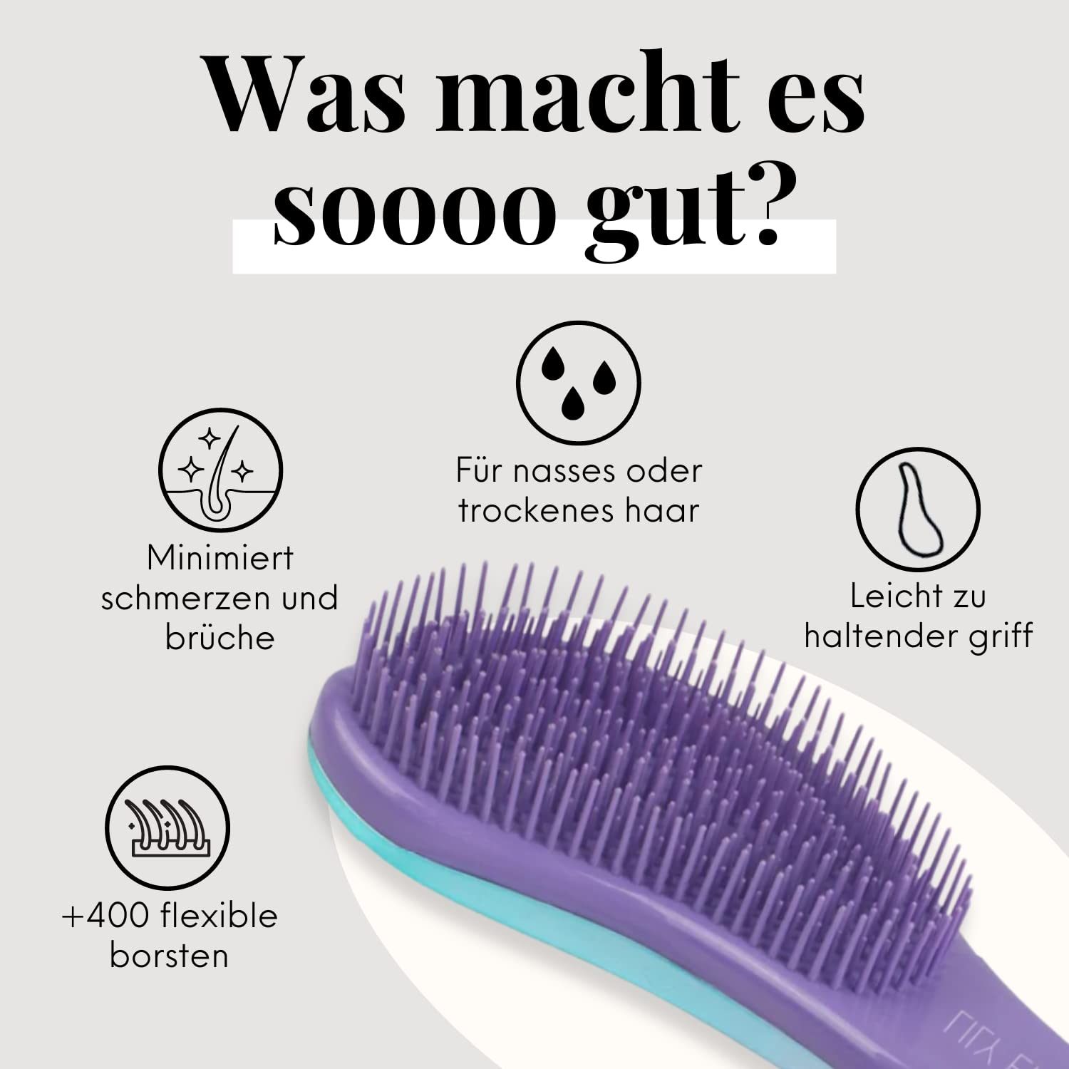 Detalle 2 de Lily England Meerjungfrau Lily Entwirrbürste – Haarbürste zum schmerzarmen Entwirren für Kinder & Salonfrisuren