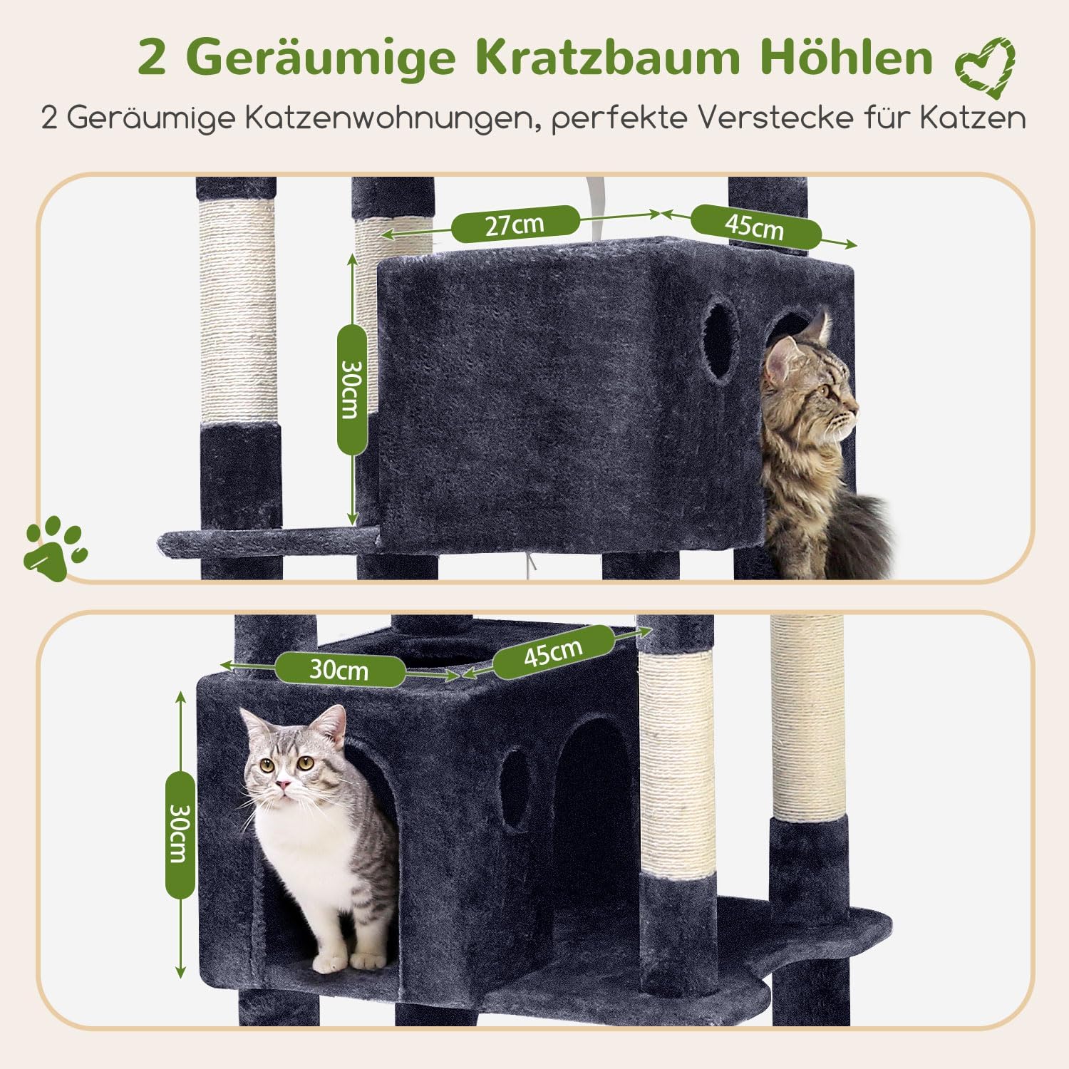 Thumbnail 3 de Globlazer XXL Kratzbaum für Große Katzen – 213 cm, stabil, mehrstöckig und mit Katzenhaus