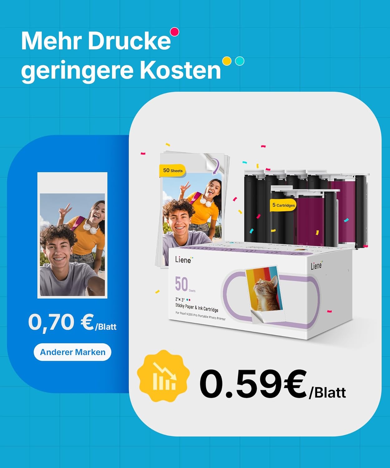 Detalle 2 de Liene Pearl N200 Pro Mini Fotodrucker 300 dpi