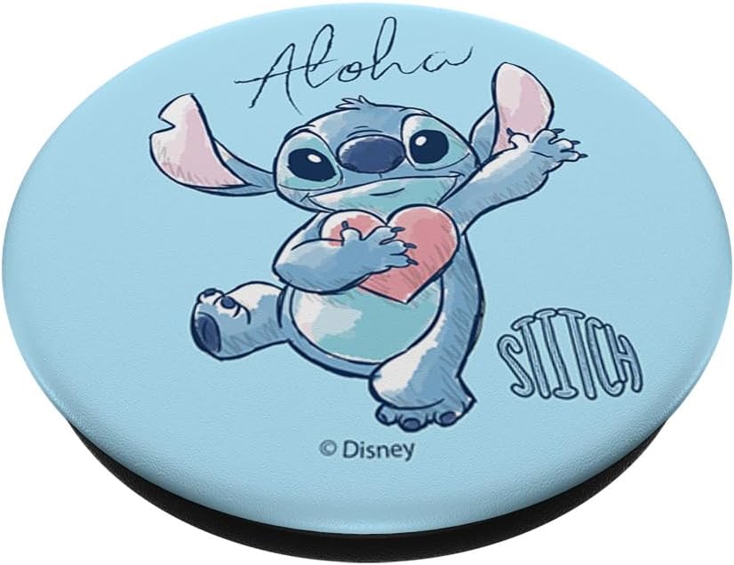 Thumbnail 1 de PopSockets PopGrip interchangeable Disney Lilo & Stitch « Aloha Cute Stitch Heart Sketch Logo »