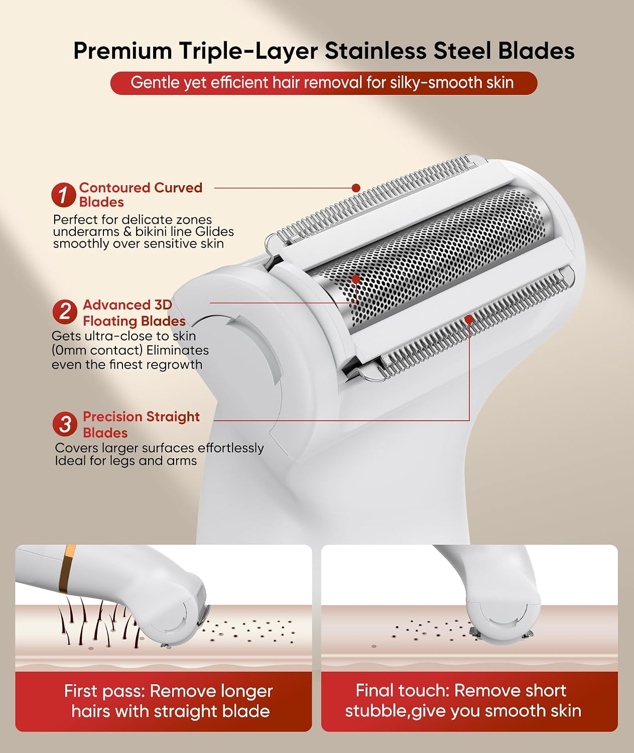 Thumbnail 3 de Lady Shavers for Women 3-in-1: 3 Head Bikini Trimmer, Nose Trimmer & Electric Foil Shaver