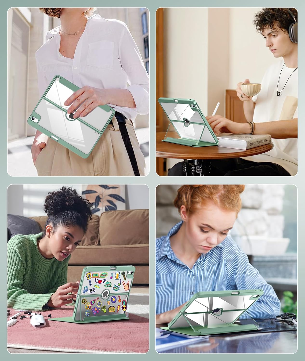 Thumbnail 6 de MoKo iPad Air 13-Inch Case (M4/M3/M2) with Built-in Screen Protector – Agave Green