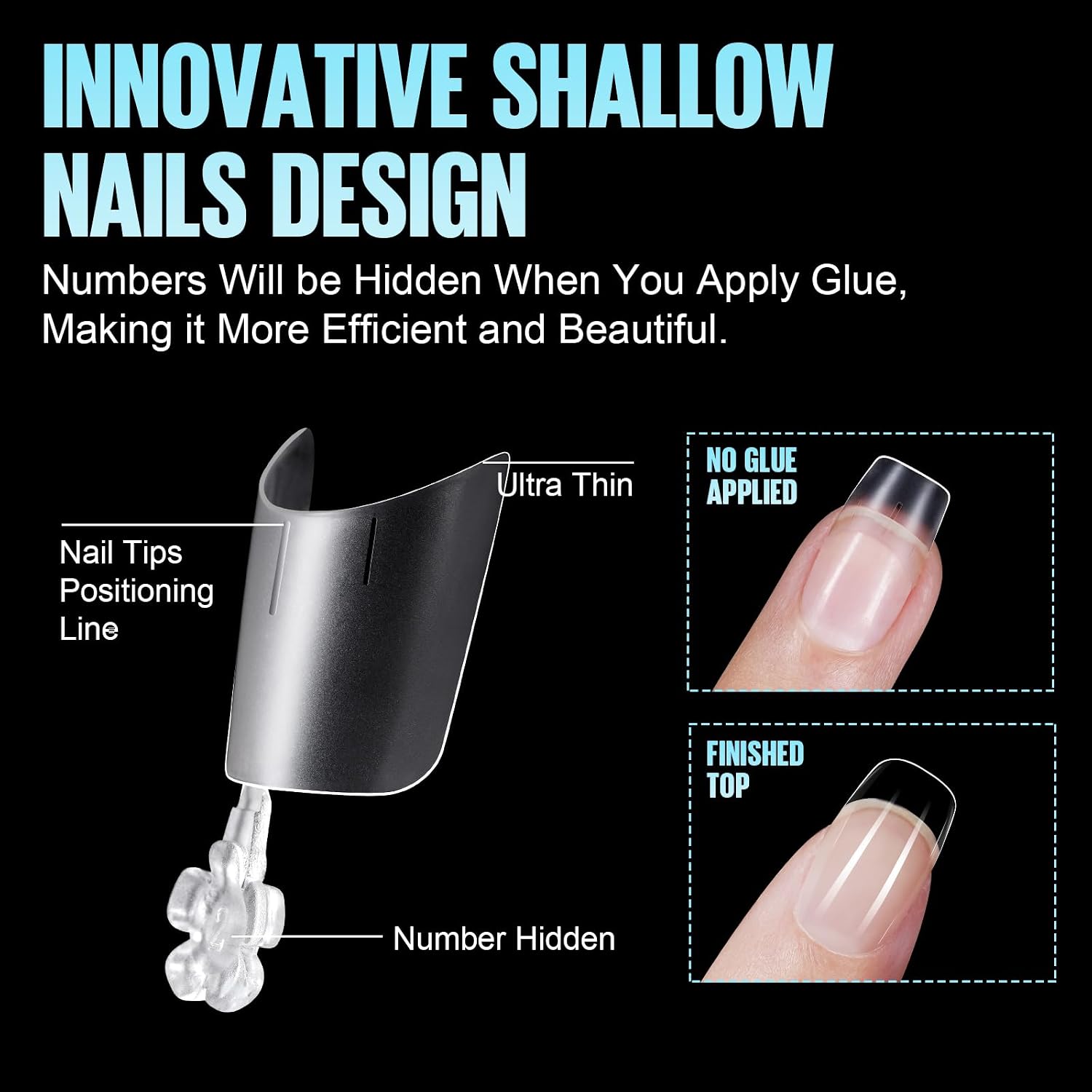 Thumbnail 2 de TOMICCA 510 Stücke falsche Nail Tips für Gelnägel – 12 Größen, Kurz Quadrat Runde, matte Oberfläche