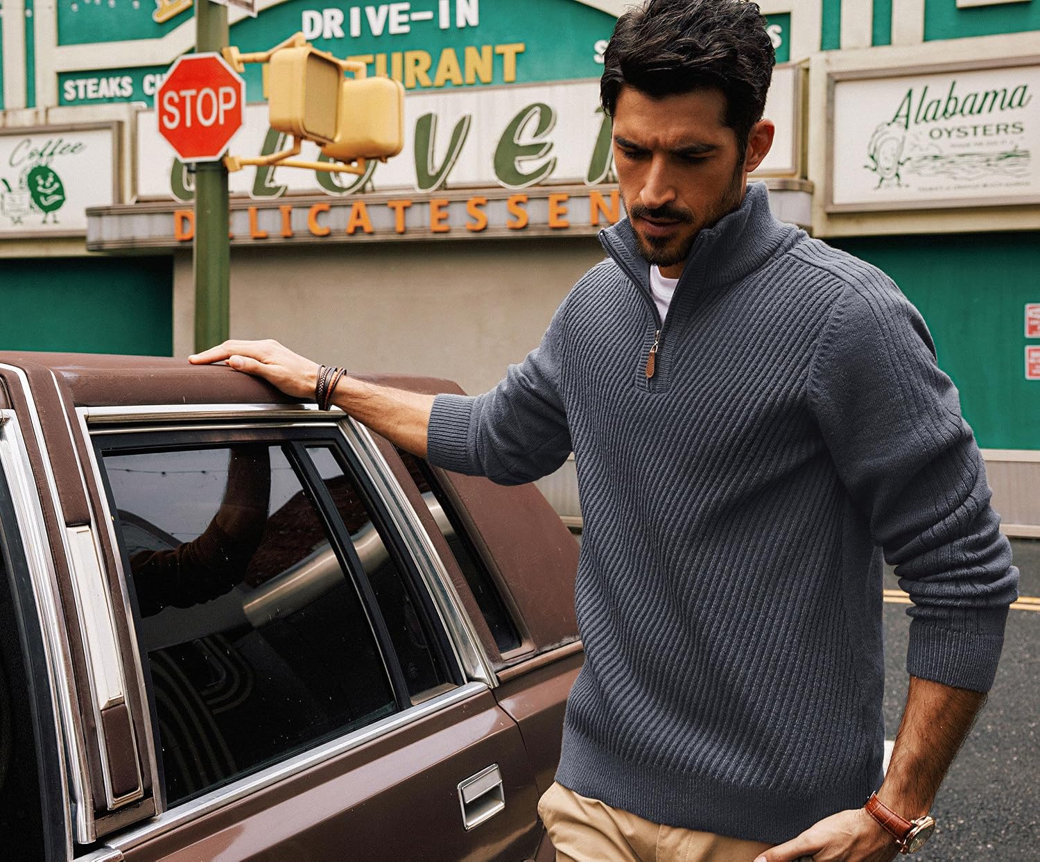 Detalle de PJ PAUL JONES 1/4-Zip Rollkragenpullover