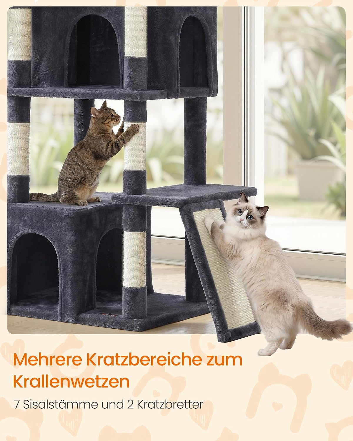 Thumbnail 3 de Feandrea Arbre à Chat Haut 184,5 cm – Tour robuste pour grands chats, gris foncé