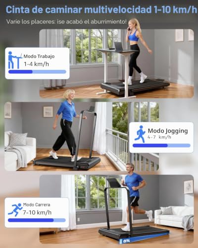 Detalle 2 de HomeFitnessCode: Cinta de correr plegable con pendiente 8% y 1–10 km/h