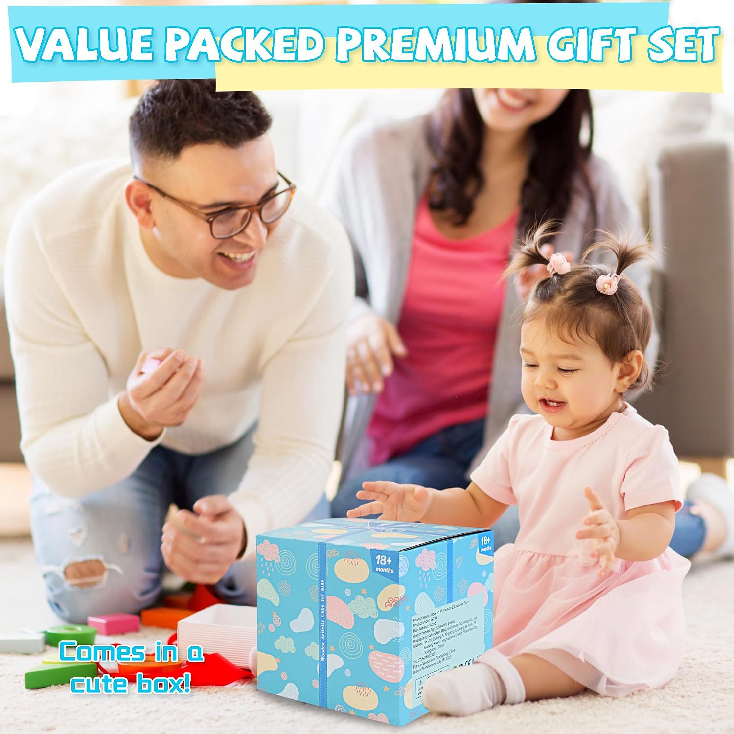 Detalle 2 de Wooden Activity Cube 8‑in‑1 Montessori toy for 18M+
