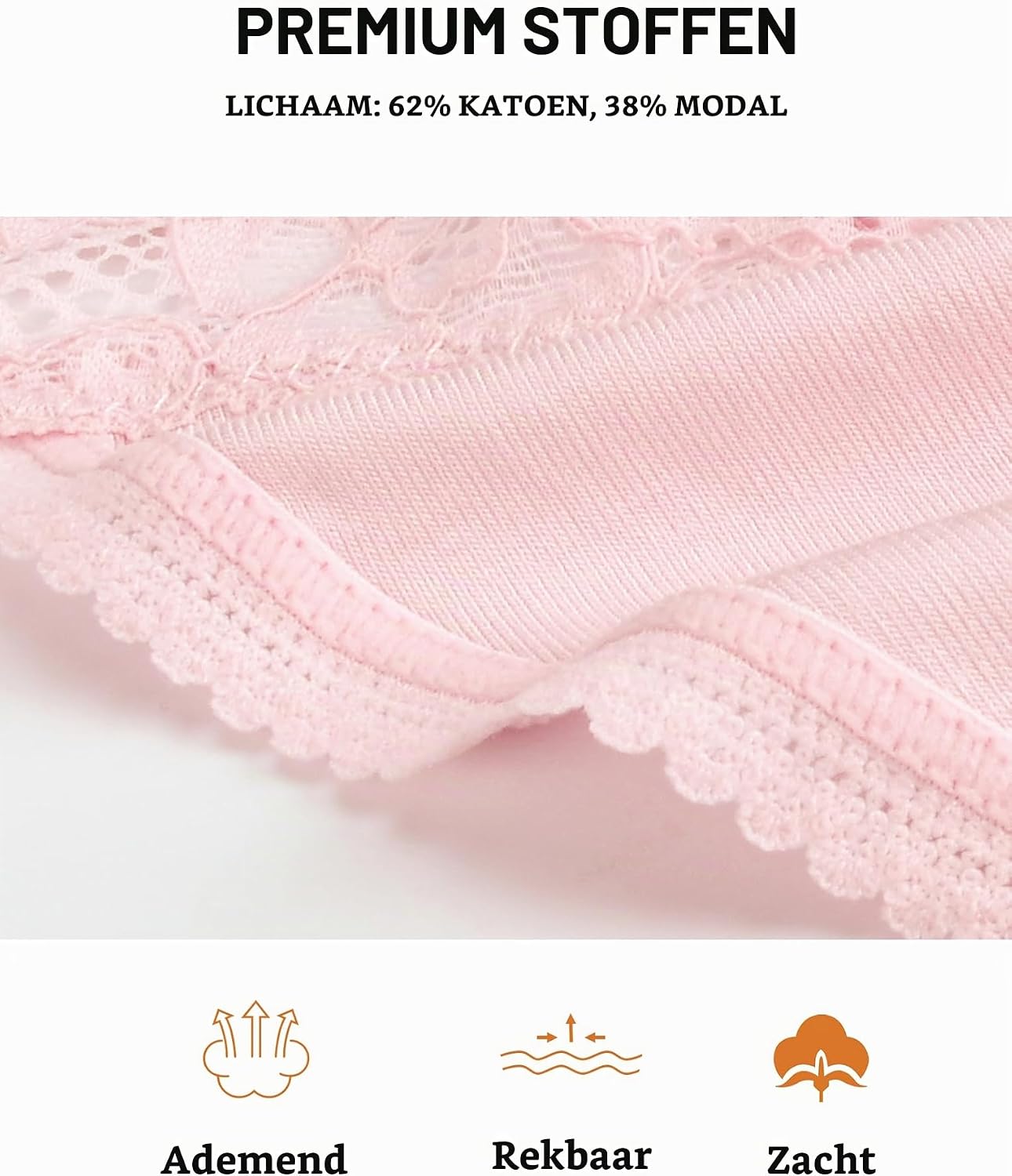 Detalle de VOENXE 5-pack kanten damesstrings, naadloos en discreet onder kleding