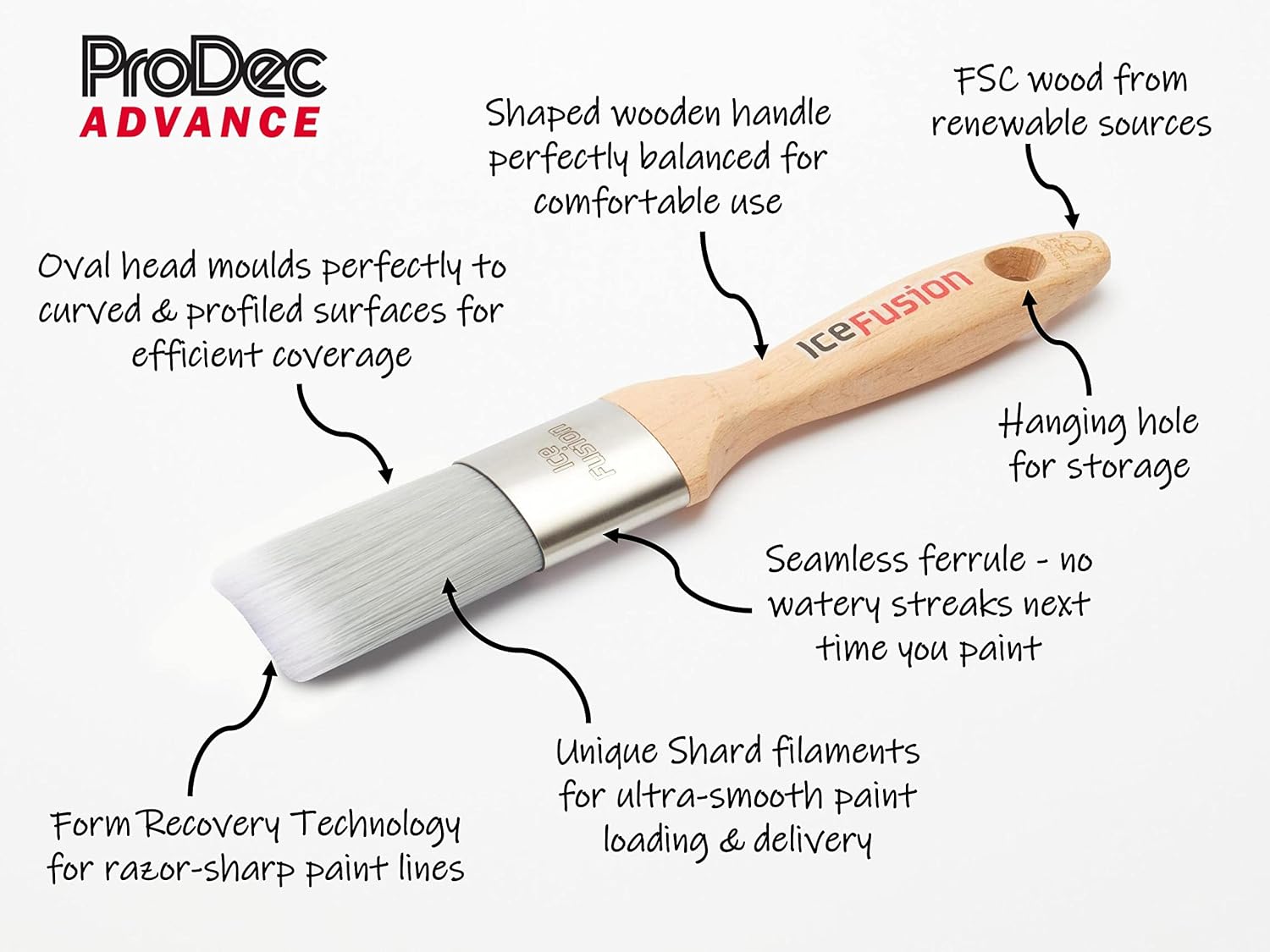 Thumbnail 1 de ProDec Advance Ice Fusion Lot de 3 pinceaux professionnels ovales – 25, 38 et 50 mm