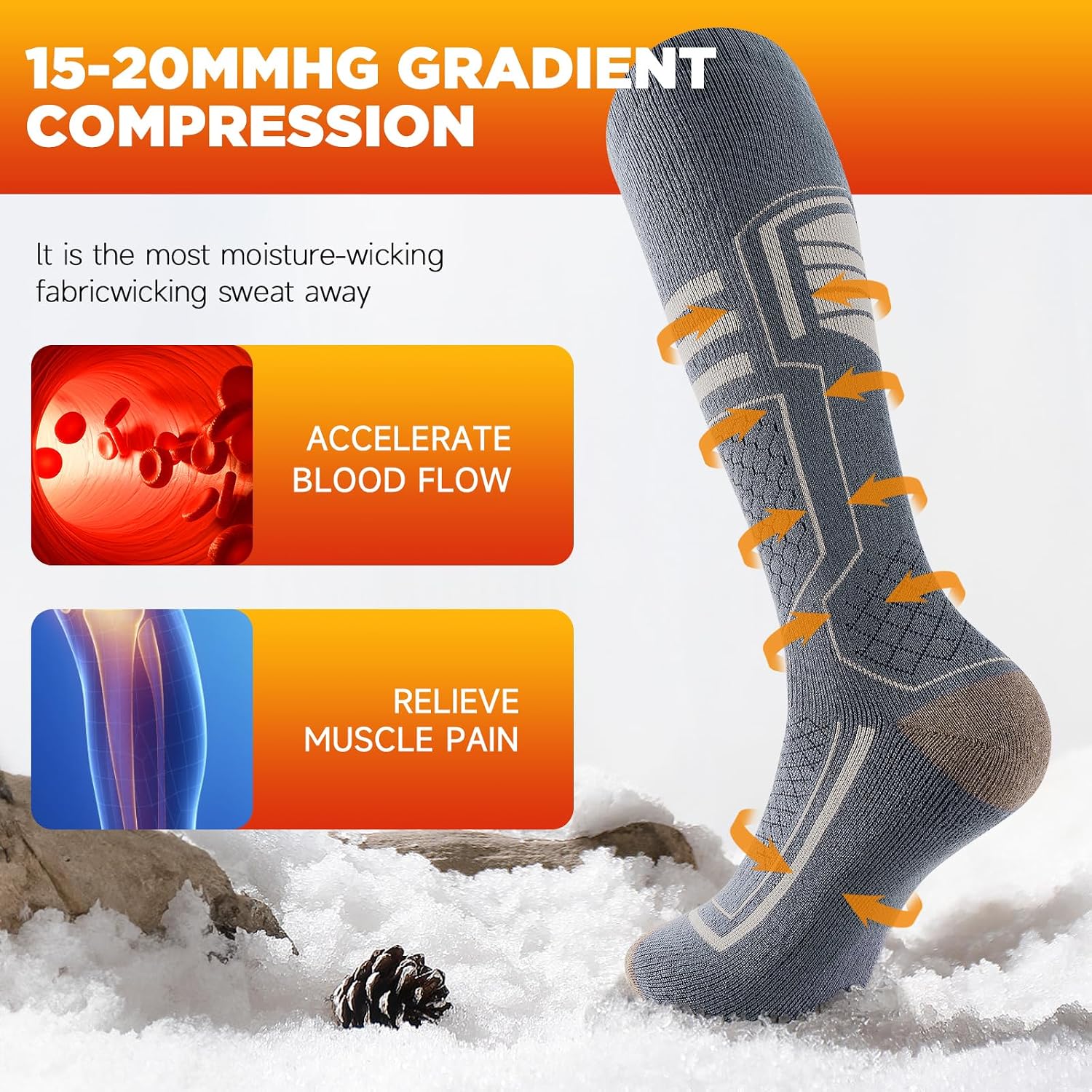 Detalle 1 de TANSTC Merino Ski Socks, 2 pairs