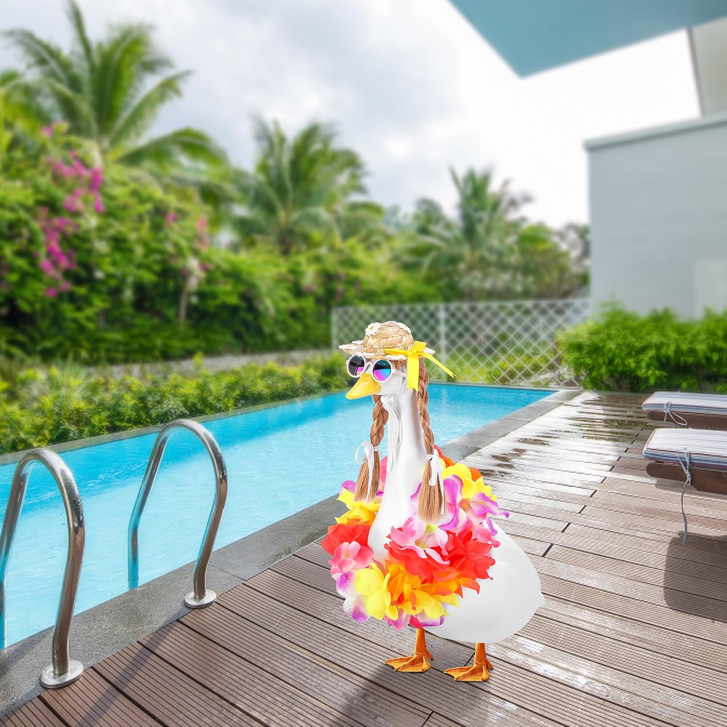 Detalle de DECOHS Hawaiian Porch Goose Outfits 4-Piece Set for 17" and 23" Lawn Geese