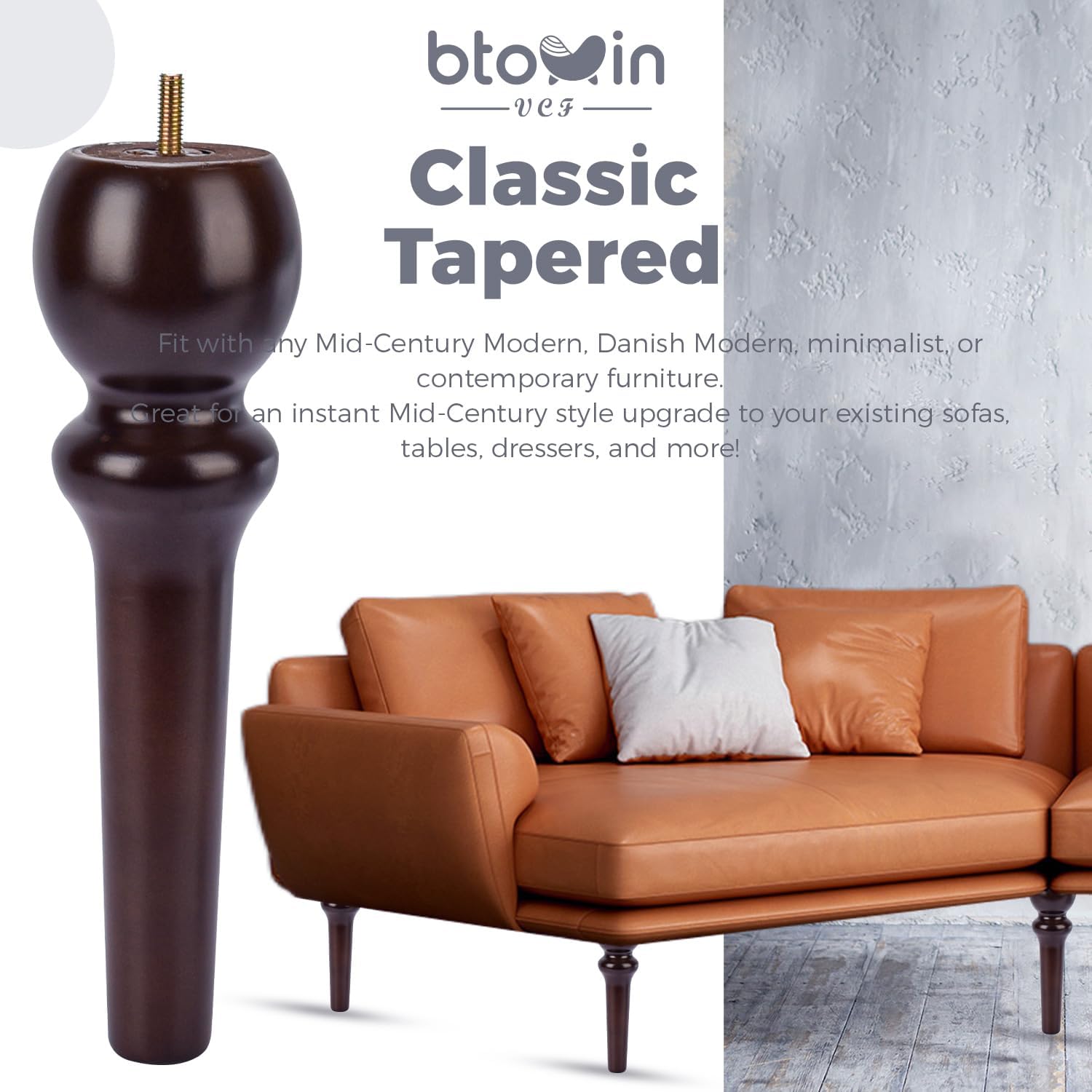 Thumbnail 6 de Btowin VCF 26cm Holz Möbelfüße 4er Set