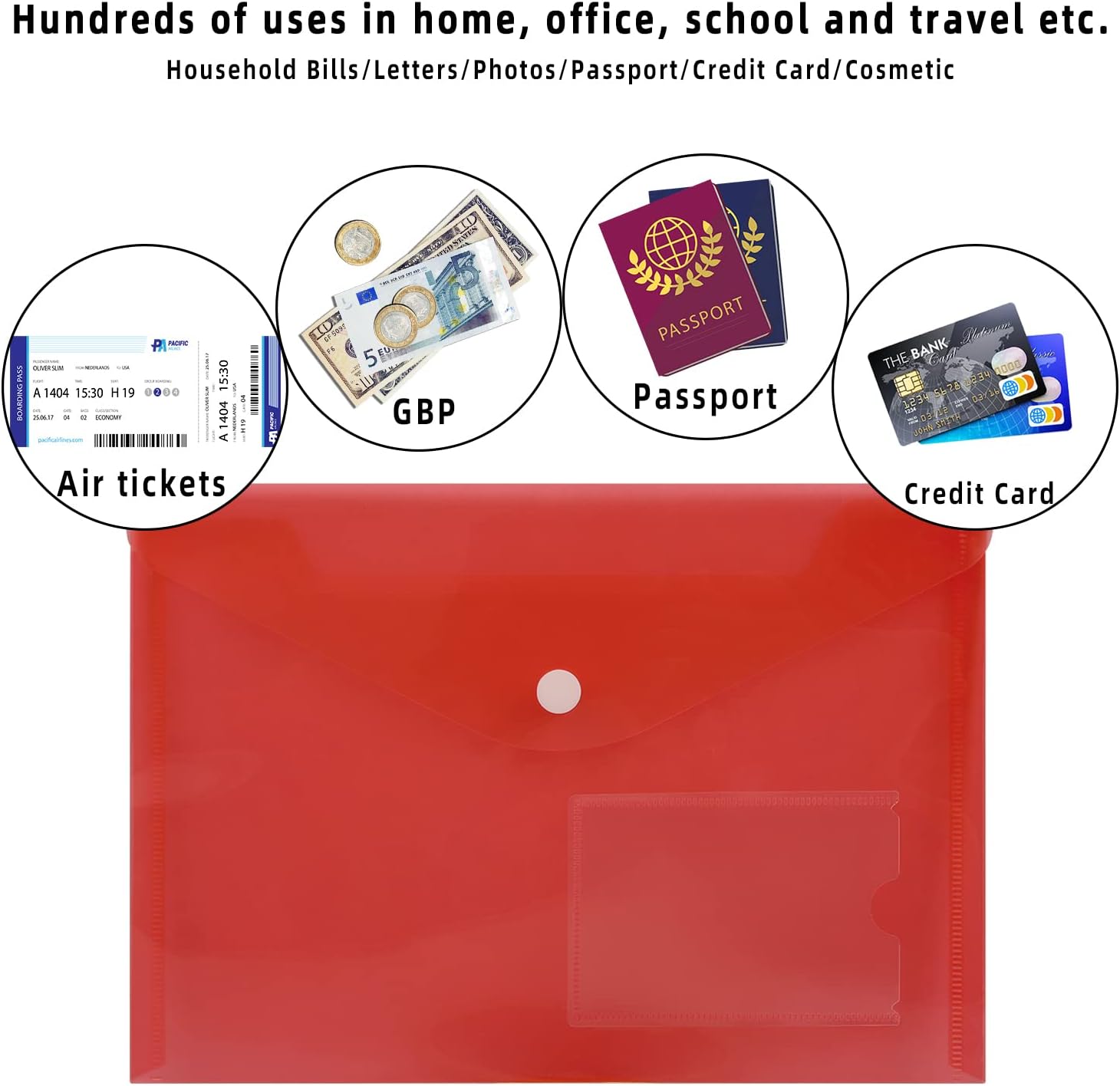 Detalle de GoodtoU A5 Plastic Wallets 36 Pack with Popper – Assorted Colours (A5 folders for school & office)