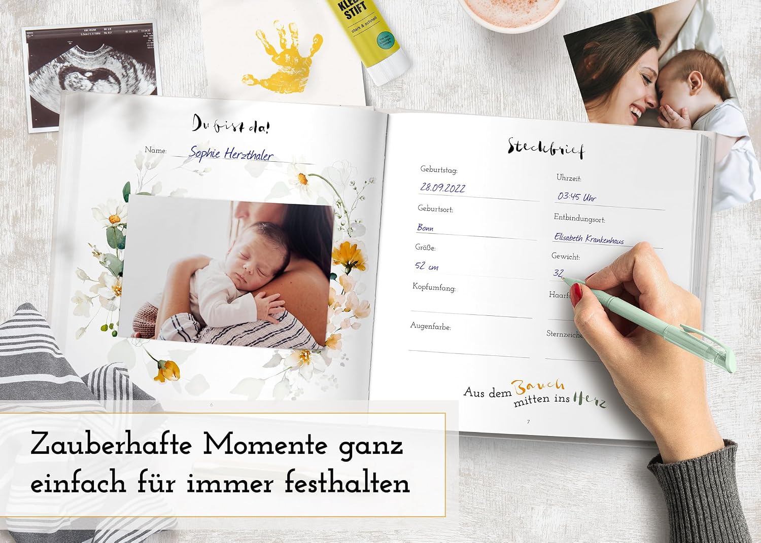 Thumbnail 2 de Babyalbum „Mein erstes Jahr“ – Baby Erinnerungsbuch zum Ausfüllen (72 Seiten) von Herzthaler