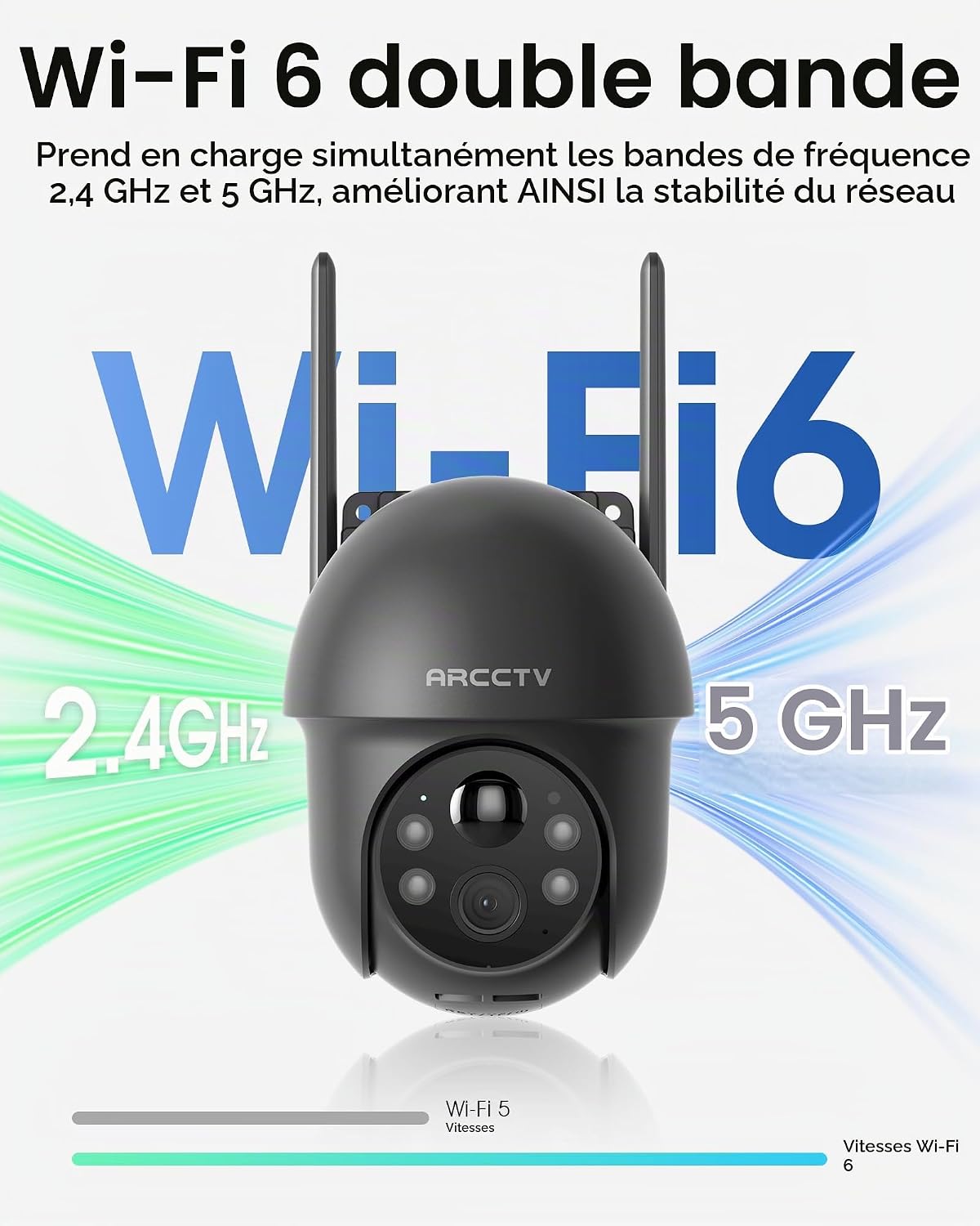 Detalle de ARCCTV Q1 wifi-bewakingscamera voor buiten, 4 MP, PTZ en zonne-energie