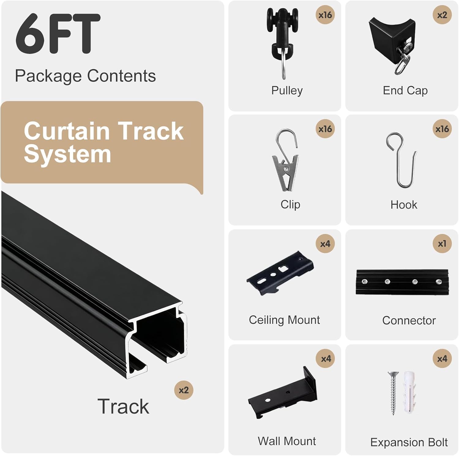 Detalle de MaKefeile Ceiling Curtain Track, Aluminum Alloy