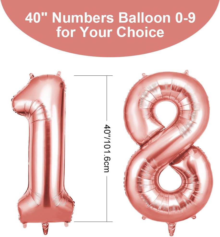 Thumbnail 1 de OFFCUP Zahlen Luftballon 18 Geburtstag Roségold – 101 cm Folienballon Zahl 18