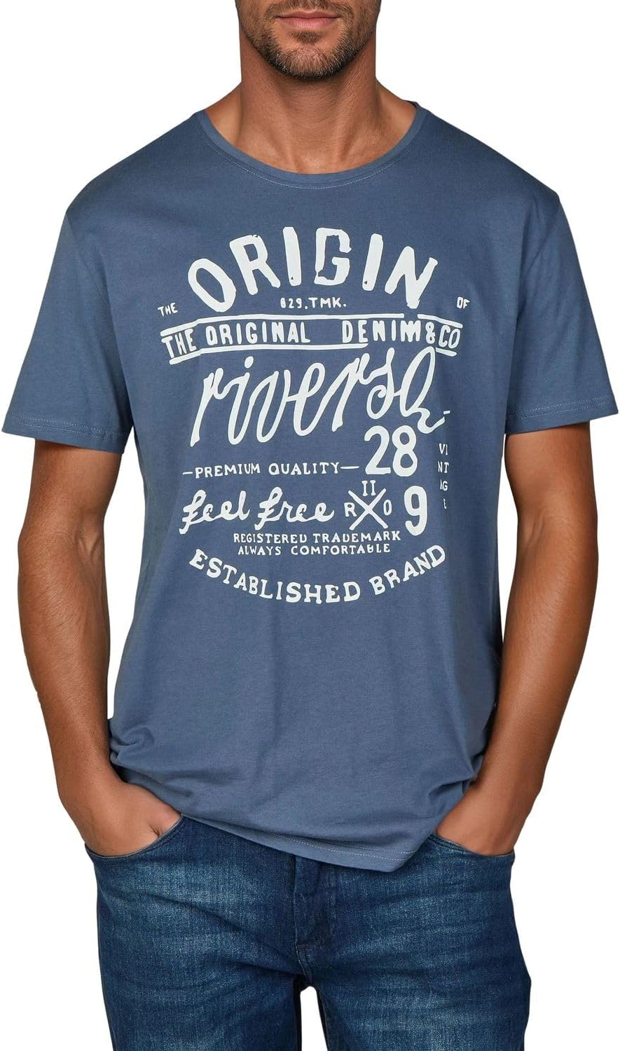 Detalle de Riverso T-Shirt Herren – Regular Fit 4er Pack aus Baumwolle, Rundhals, Sommer-Prints