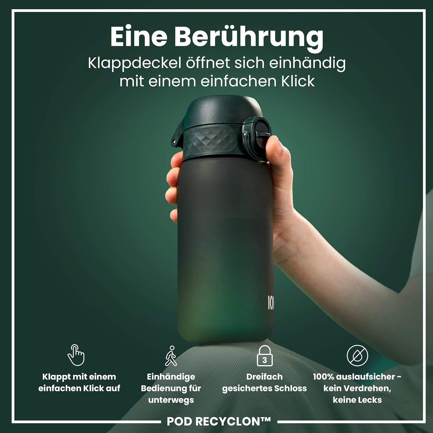Thumbnail 3 de ION8 Kinder Trinkflasche 350 ml – Auslaufsicher, Einhandöffnung & Klimaneutral