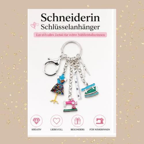 Detalle de ONDEGO Mode Schlüsselanhänger bunt Emaille – Schneiderin Motive, handwerkliches Flair