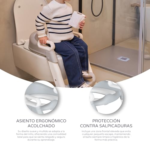 Detalle de MS BabyWorld – Adaptador WC con Escalera: asiento acolchado, altura ajustable y seguridad para aprender a usar el baño