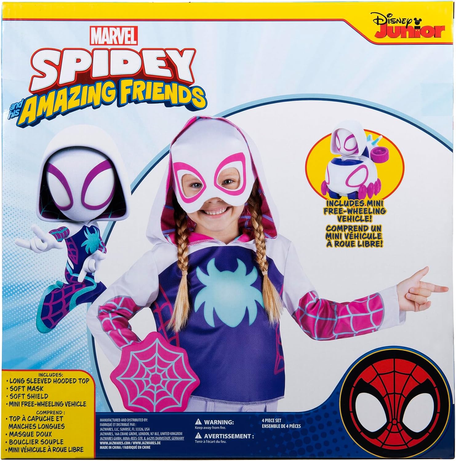 Detalle 2 de Jazwares Costume Play Marvel Ghost Spider Toddler Dress-Up Set, 3T-4T