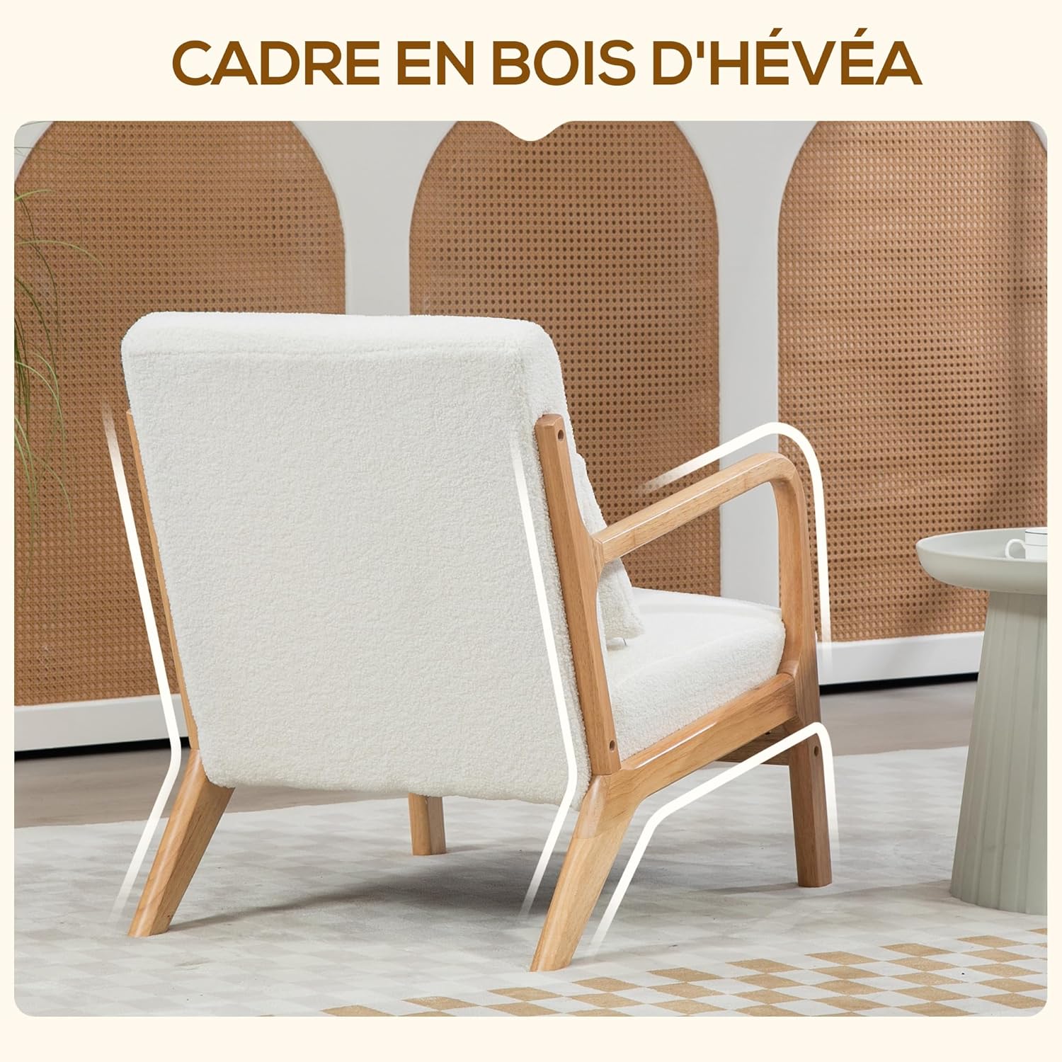 Thumbnail 4 de HOMCOM Fauteuil Lounge Bois Massif
