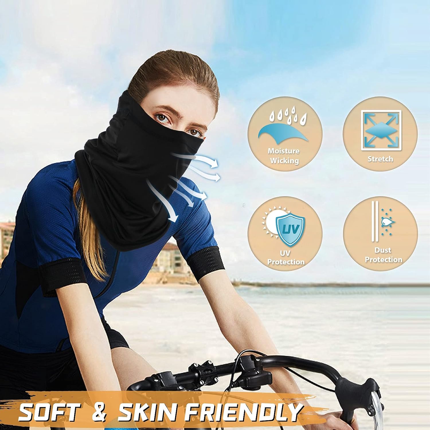 Thumbnail 3 de Finvizo Neck Gaiter Face Cover, Breathable Polyester, Stretch Fit, Washable
