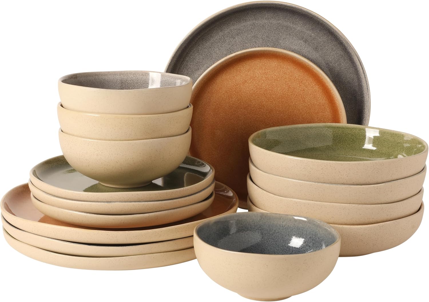 Detalle de Gibson Elite Manila Bay 16-Piece Stoneware Dinnerware Set, Service for 4