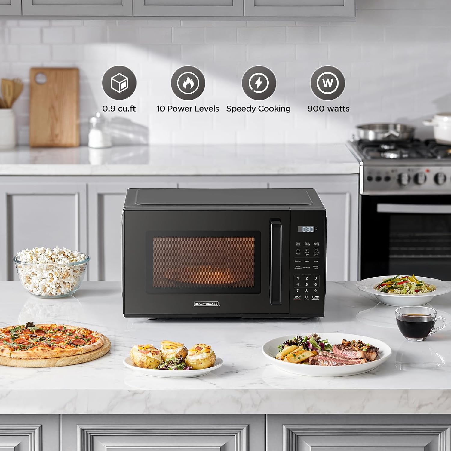 Detalle de BLACK+DECKER EM9P02P9 Countertop Microwave Oven Review