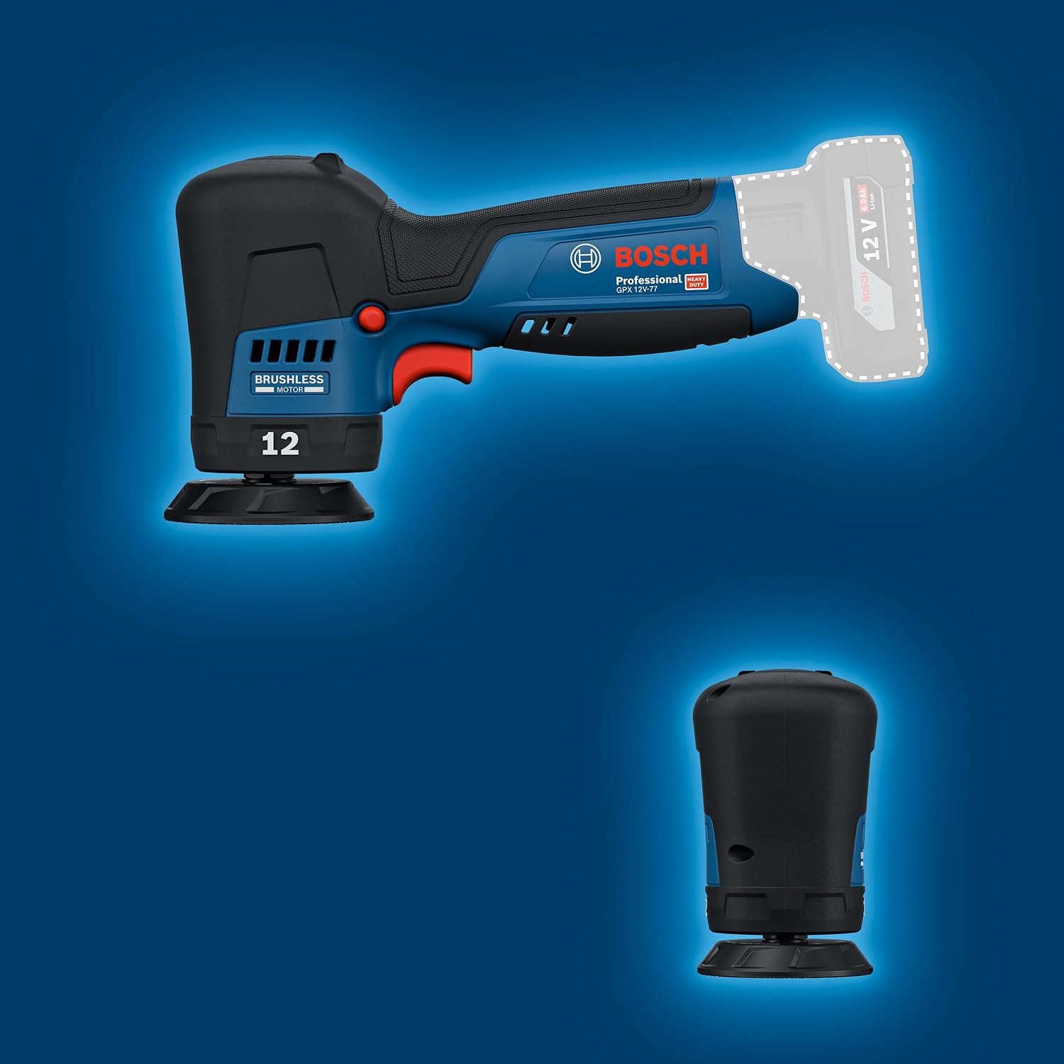 Thumbnail 5 de Bosch Professional 12V System Akku-Polierer GPX 12V-77 mit 77-mm-Klett-Stützteller
