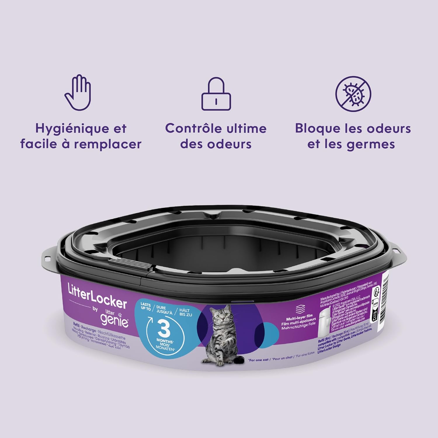 Thumbnail 2 de Litter Genie Recharge XL super capacité octogonale (1 recharges) pour Litter Locker et Poubelle Fashion
