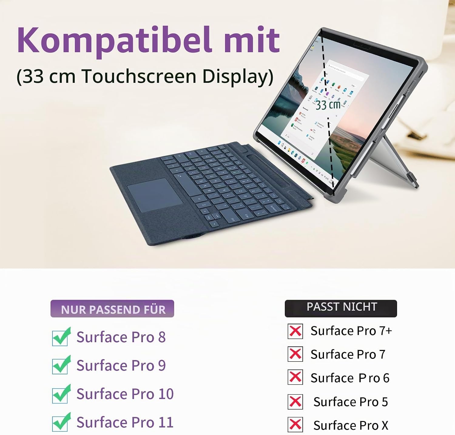 Detalle 2 de SSS·GRGB Hülle für Microsoft Surface Pro 11/10/9/8 (13 Zoll) – robuste All-in-One-Hülle mit Stentabdeckung, Handschlaufe und integrierter Standfunktion