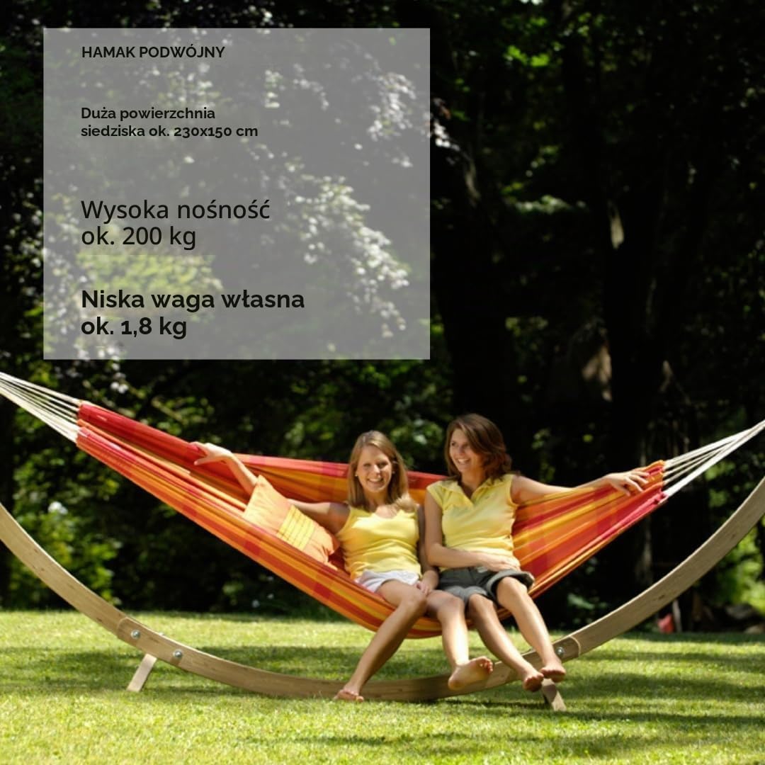 Detalle de AMAZONAS Barbados Papaya XL – hamak bawełniany 230 × 150 cm, do 200 kg