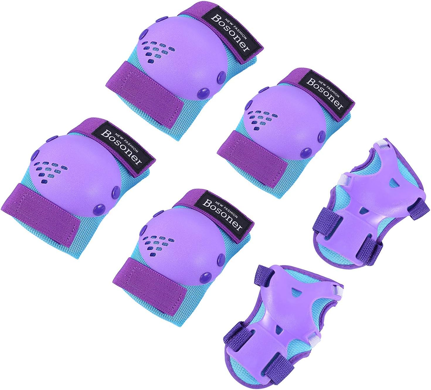 Detalle de BOSONER Kids/Youth Knee Pad, Elbow Pads, and Wrist Guards Set for Roller Skates, Cycling, BMX, Skateboard, and More