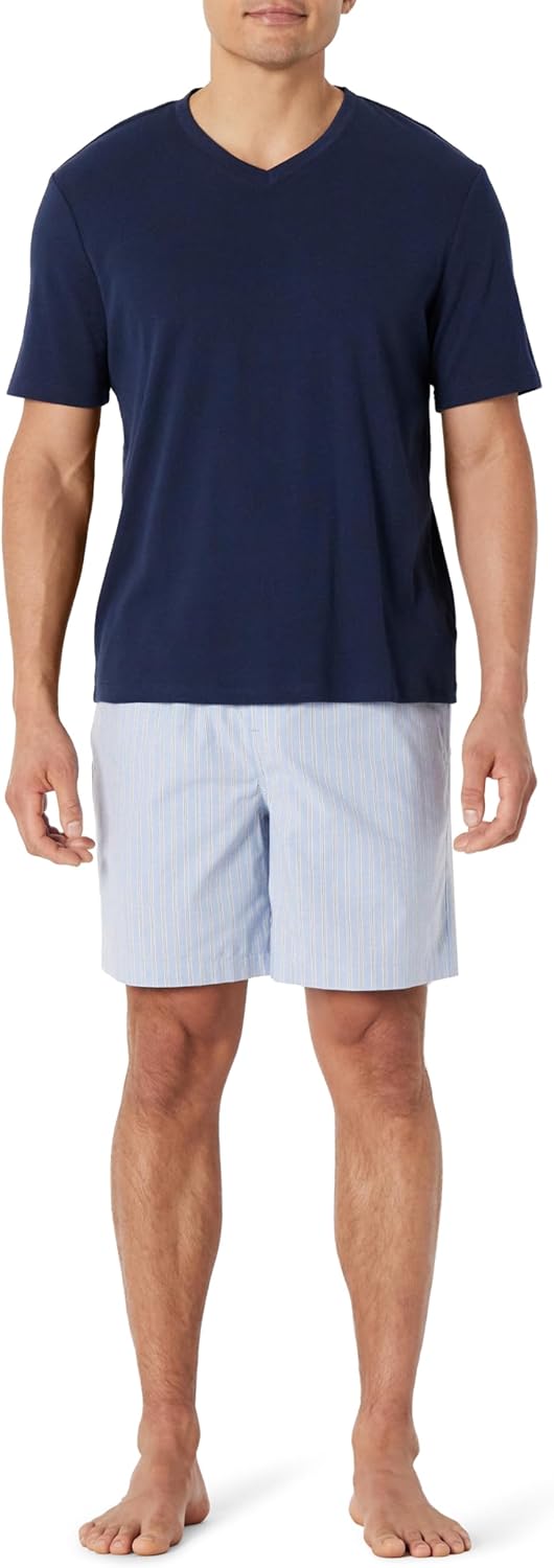 Thumbnail 5 de Amazon Essentials Herren Pyjama-Set aus T-Shirt und Relaxed-Fit-Shorts, Baumwoll-Stretch-Popeline