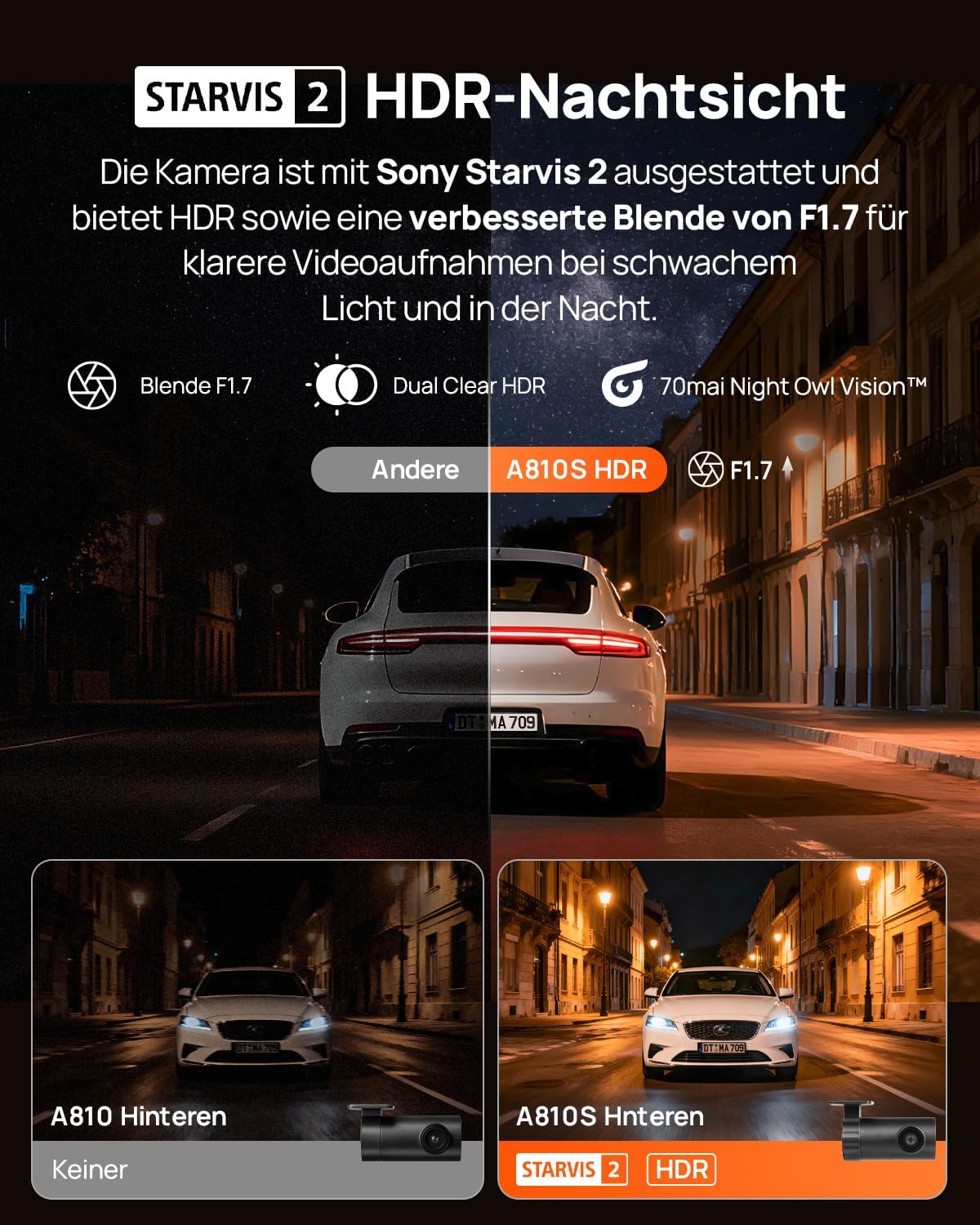 Thumbnail 2 de 70mai A810 4K Dashcam mit Dual‑Kamera