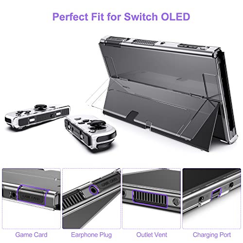 Thumbnail 3 de innoAura Paquete de Accesorios NS Switch OLED - Funda 18 en 1 Carcasa de Juegos de Switch, Protector de Pantalla, Soporte Grips de Mando de Switch,Púrpura