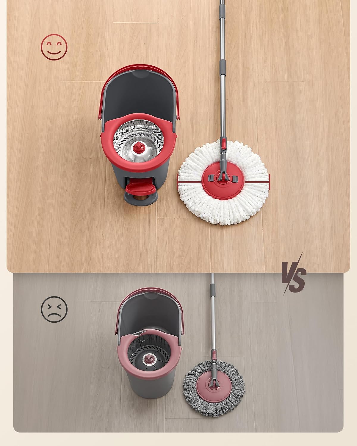 Detalle 1 de SONGMICS CLEMAX LMB002GT02 snurrmopp med pedalhink och teleskopskaft