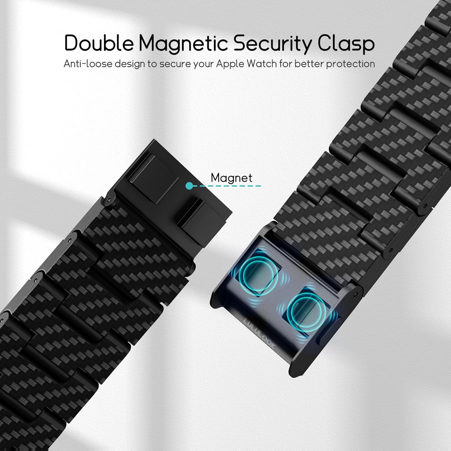 Thumbnail 1 de LULULOOK 100% Pure Carbon Fibre Watch Strap with Double Magnetic Clasp for Apple Watch Ultra 3/2 (49mm) & Ultra/Series models