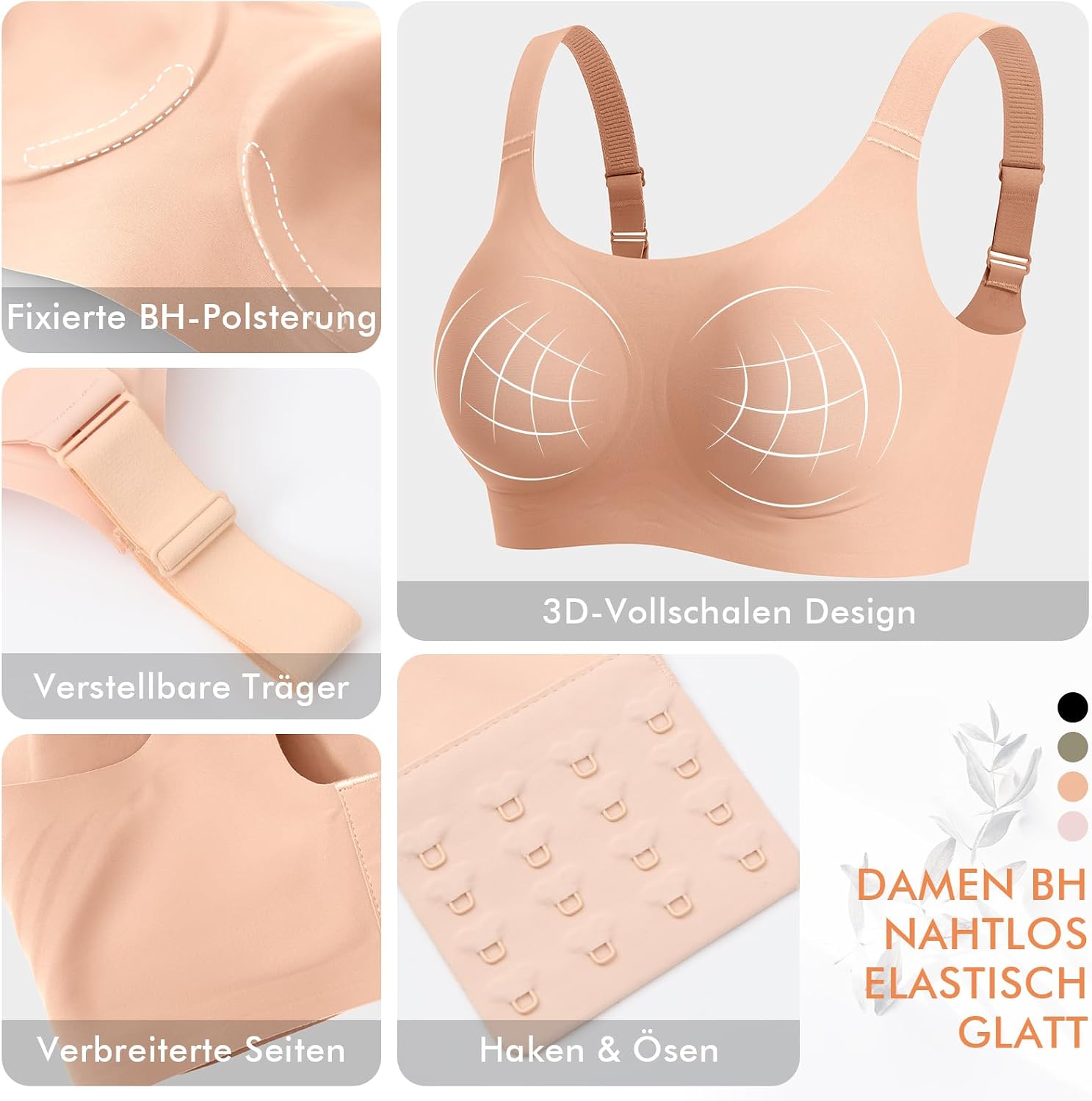 Thumbnail 2 de Nahtloser BH Damen Ohne Bügel Glatt Komfort Vollschalen Gepolstert – flexibler T-Shirt BH