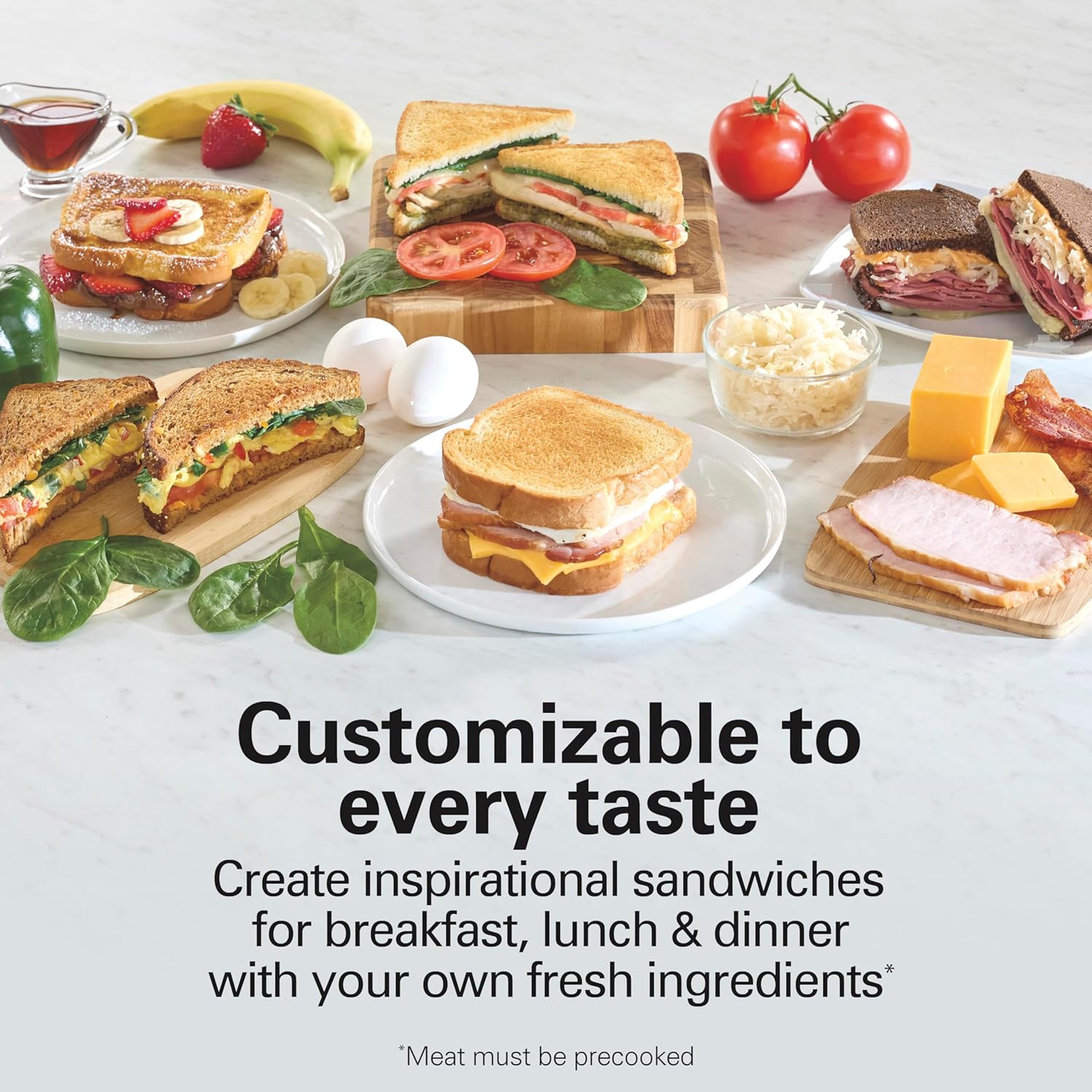 Detalle de Hamilton Beach Sandwich Stacker Customizable Hot Sandwich Maker (25471) with Built-In Timer