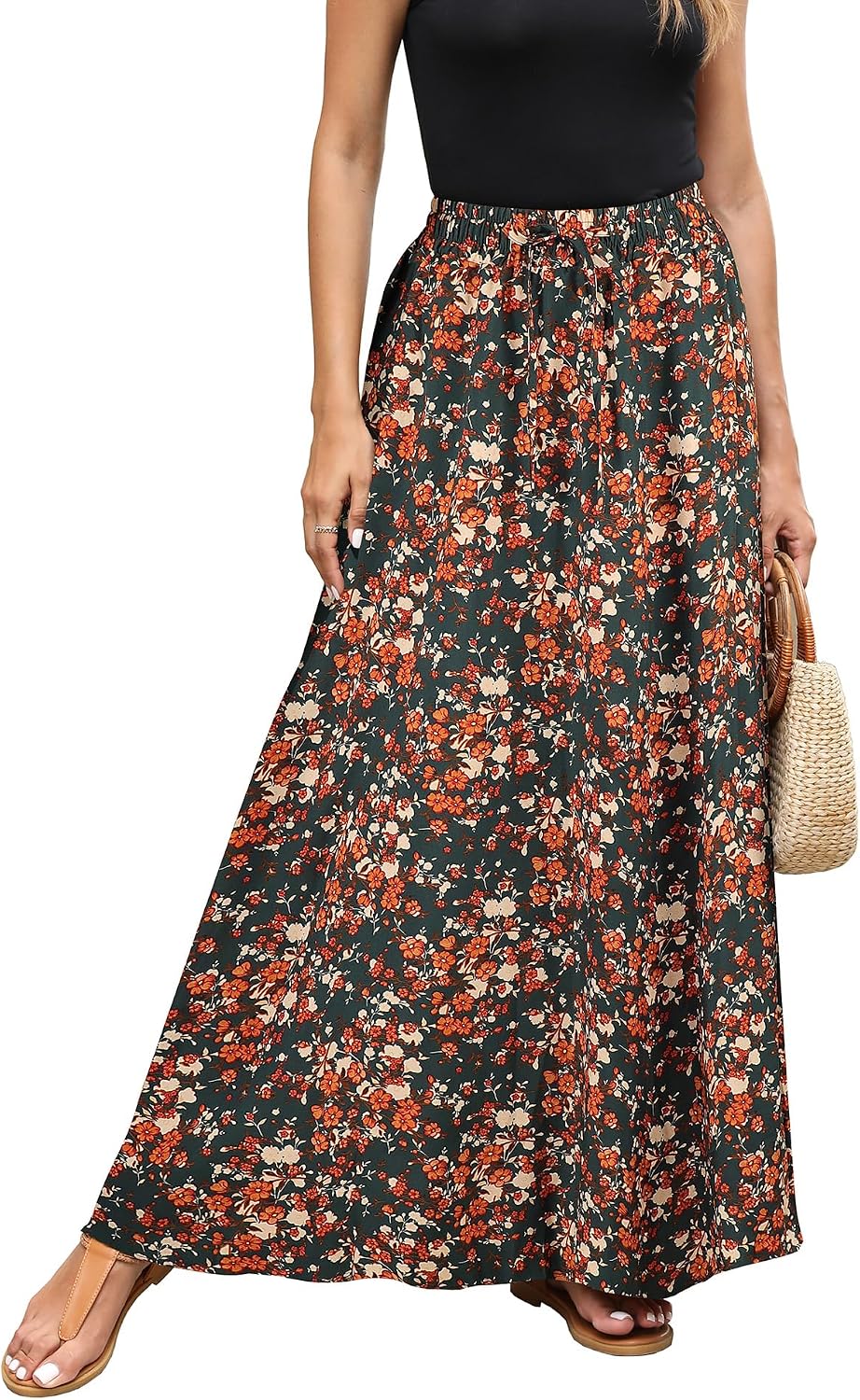 Thumbnail 6 de Hount Damen Maxirock mit elastischer Taille – Boho-Strand- und Sommerrock