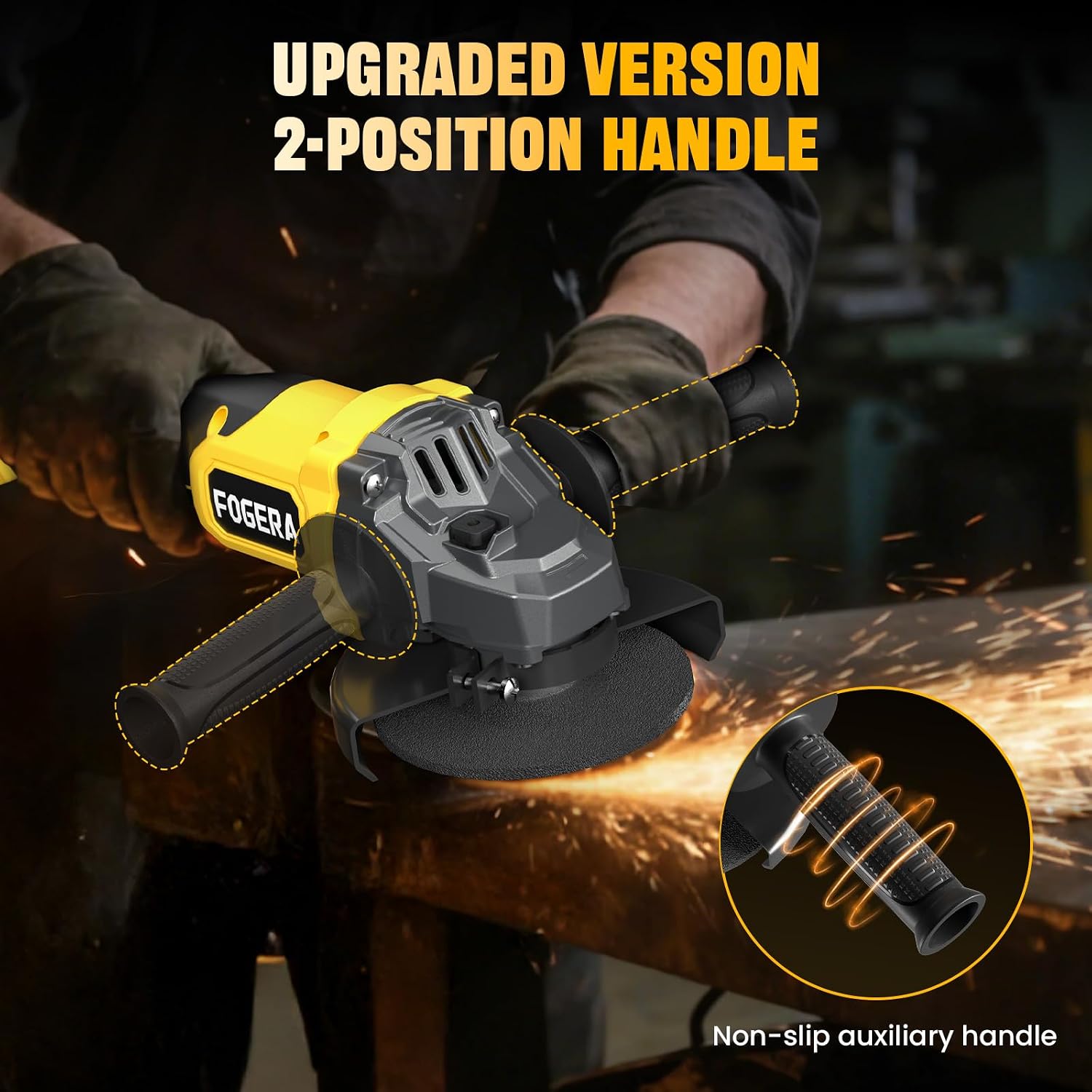 Detalle de Fogera ML-A005 Cordless Angle Grinder, 4-1/2-Inch, 3-Speed Brushless