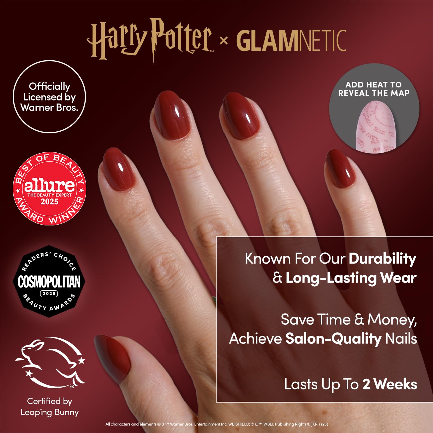 Thumbnail 1 de Glamnetic x Harry Potter Marauder's Map Press-On Nails, Short Oval, Color-Changing