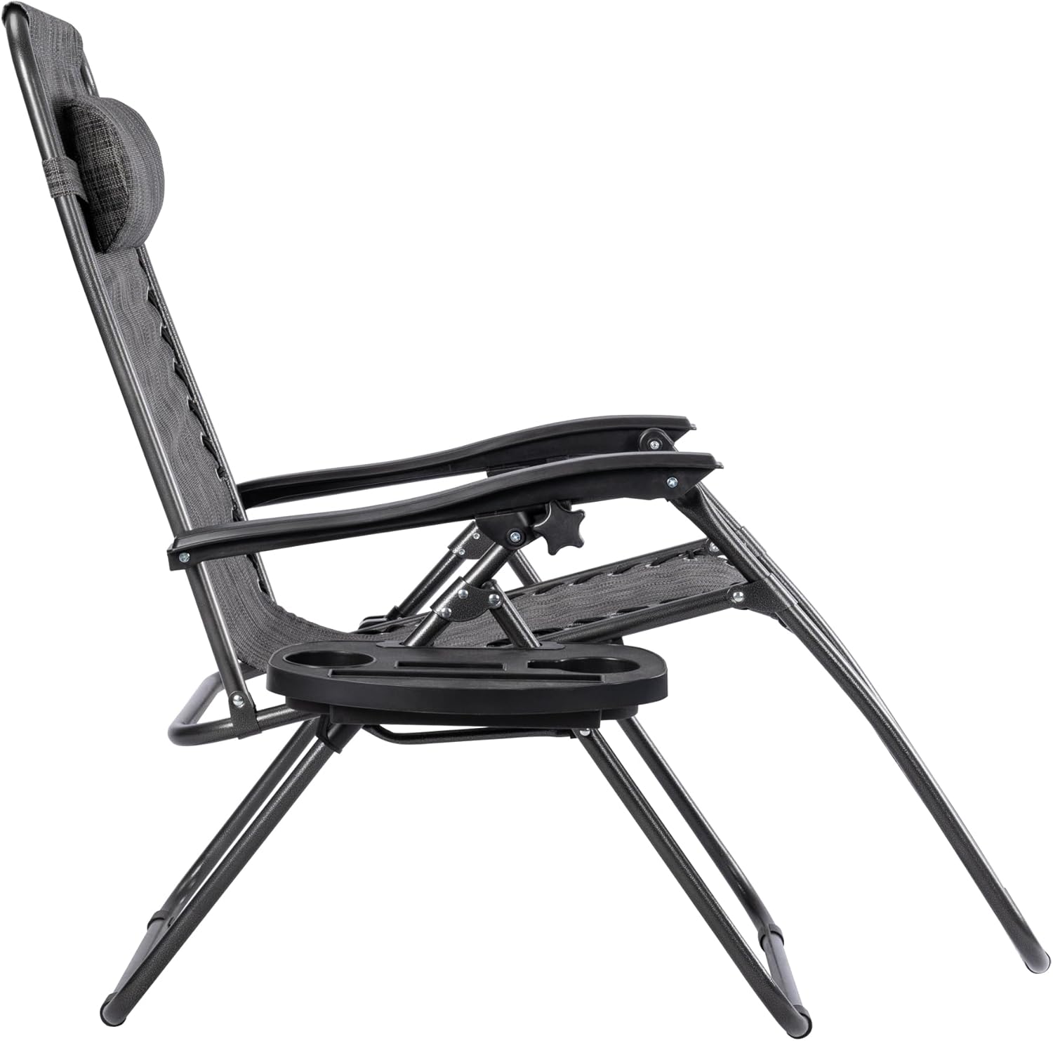 Detalle de T-LOVENDO Pack de 2 tumbonas o sillas de exterior plegables Gravedad Zero (2 unidades) Gris