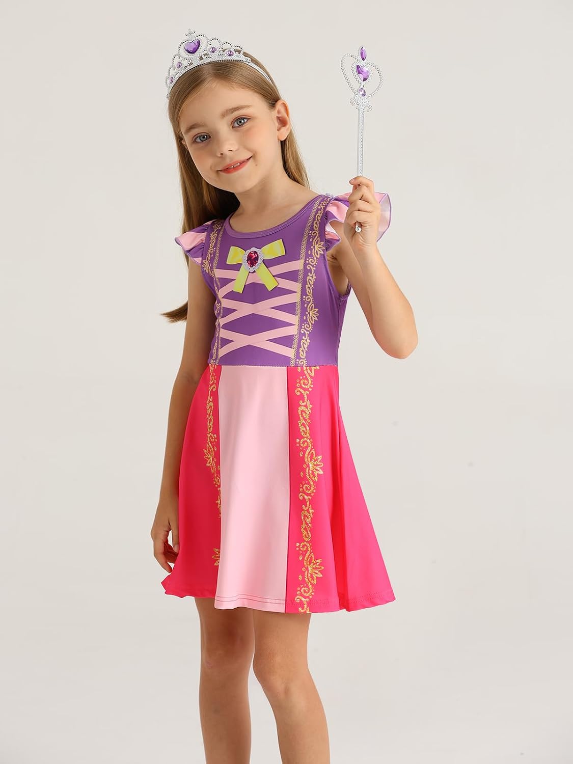 Detalle 2 de AmzBarley Matching Nightgown Set for Girls and 18-Inch Dolls, Flutter Sleeves
